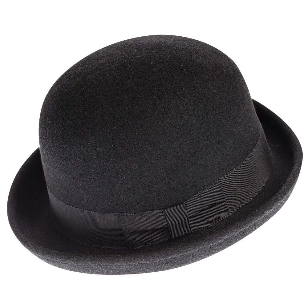 CXQRR Black Bowler Derby Hat Short Rolled Brim Fedora Hat for Men and Women M Schwarz, M Schwarz