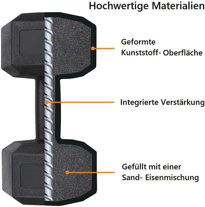 Yaheetech 2 Stück Hantel Set 4/5/6/7,5/8/10 Kg Kurzhanteln Gusseisen Hexagon Hanteln Gewichte Traini