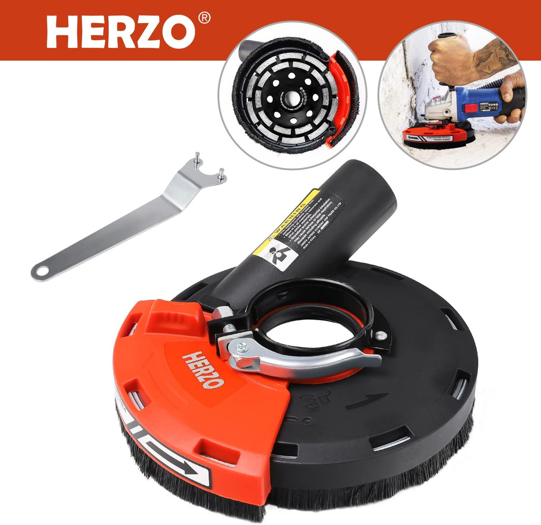 HERZO Universal Absaughaube für Winkelschleifer 115/125 mm + Diamant-schleiftopf 125 mm
