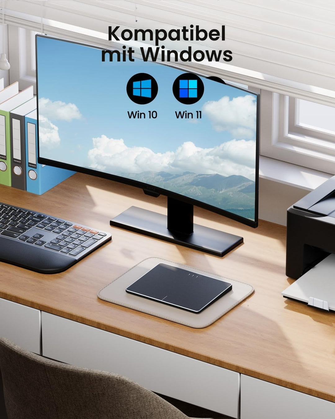 ProtoArc Kabellose Trackpad für Windows 10/11(NOT für Mac), T1 Plus Bluetooth Hochpräzises Touchpad