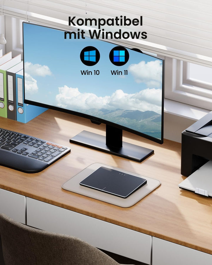 ProtoArc Kabellose Trackpad für Windows 10/11(NOT für Mac), T1 Plus Bluetooth Hochpräzises Touchpad
