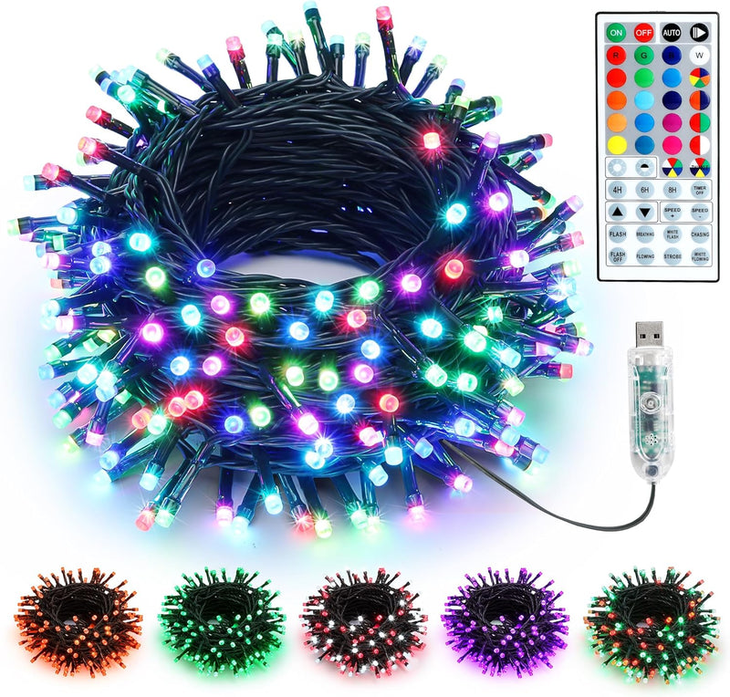 BrizLabs Weihnachtslichterkette Innen, 10M 100 LED USB Bunt Lichterkette Aussen Farbwechsel RGB Weih