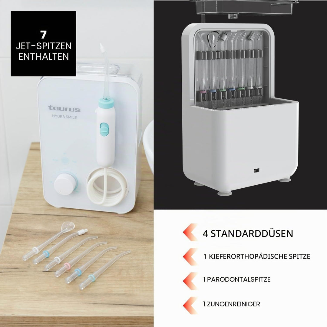 Taurus – Munddusche Hydra Smile 20W | 600ml Wassertank | 1200–1700 Impulse/Min | Touch-Bedienung | 3