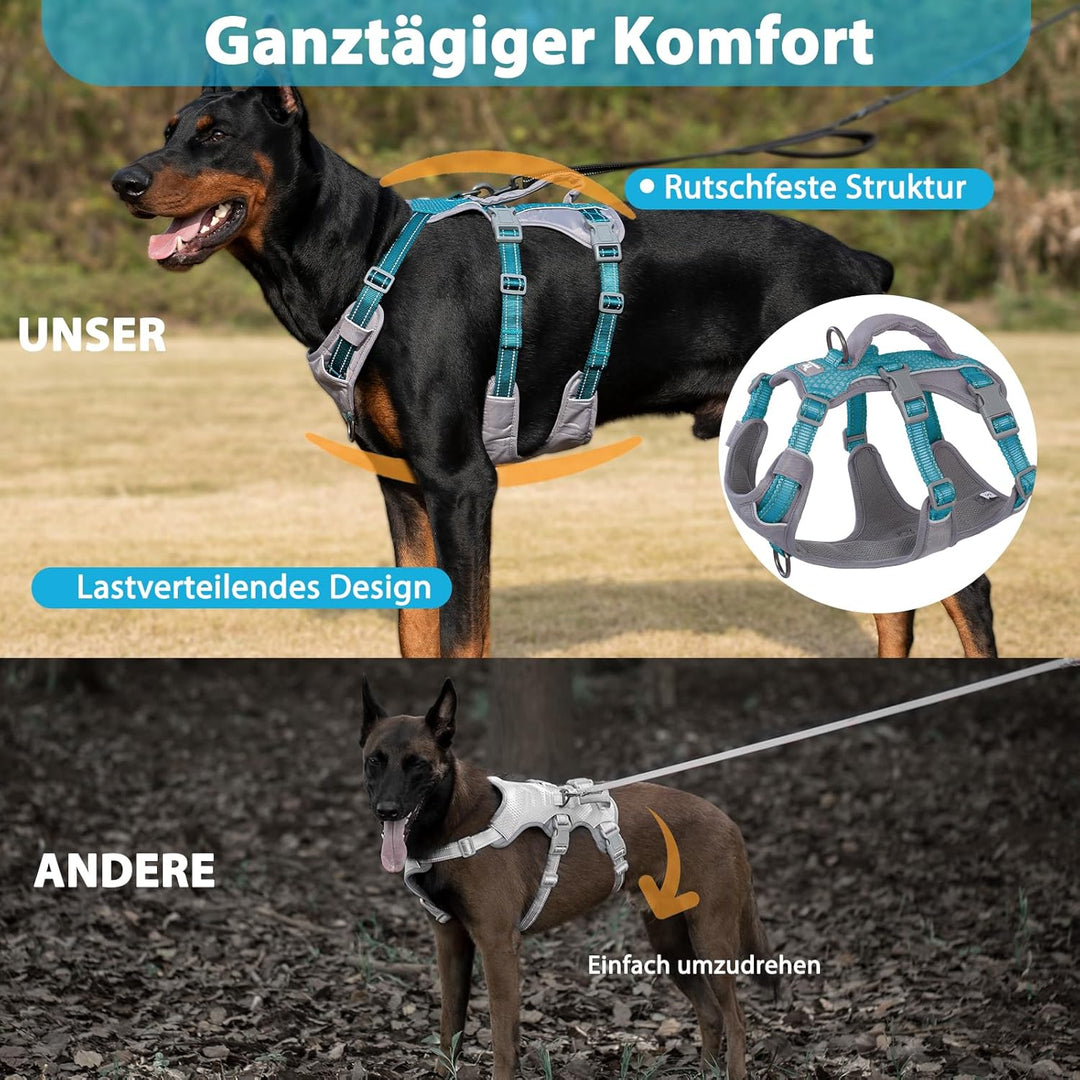 Huntboo Sicherheitsgeschirr Hund Ausbruchsicher, Panikgeschirr für Hunde, Reflektierendes Geschirr H