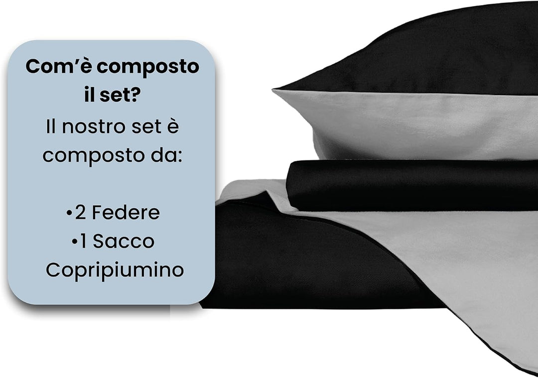 Italian Bed Linen Bettwäscheset für Doppelbetten, 250 x 200 cm 250 x 200 cm schwarz/grau Schwarz / G