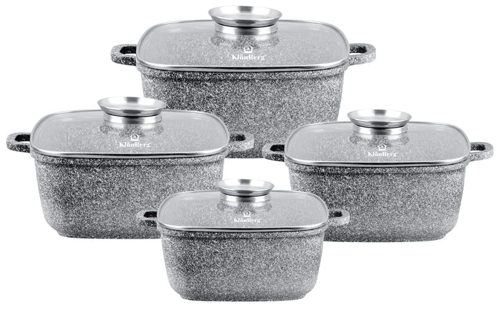 8-tlg Antihaft-Topfset mit Deckel,Bratpfanne,Induktion KB3958 GRAU