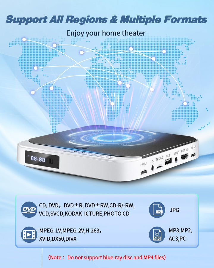 Mini-DVD-Player HDMI, kleine DVD-Player, grau