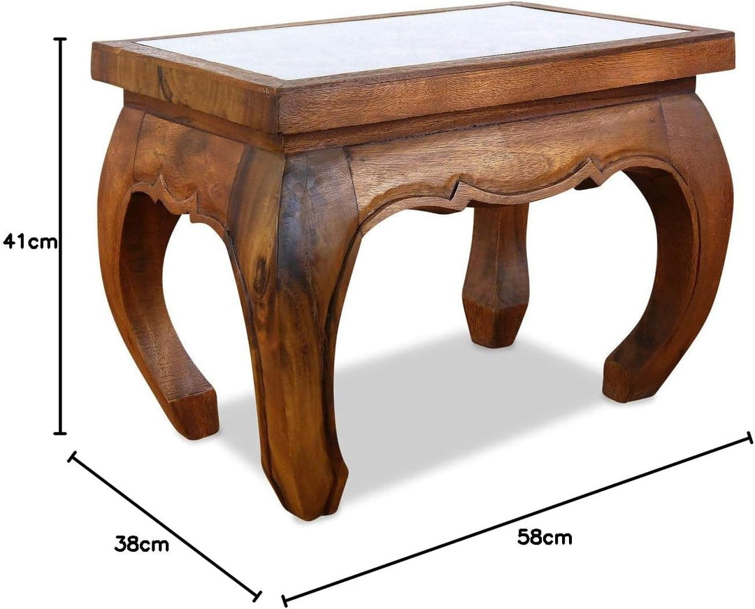 livasia Opiumtisch mit Schnitzerei, Couchtisch, Beistelltisch, Sofatisch, nachhaltig und handgeferti