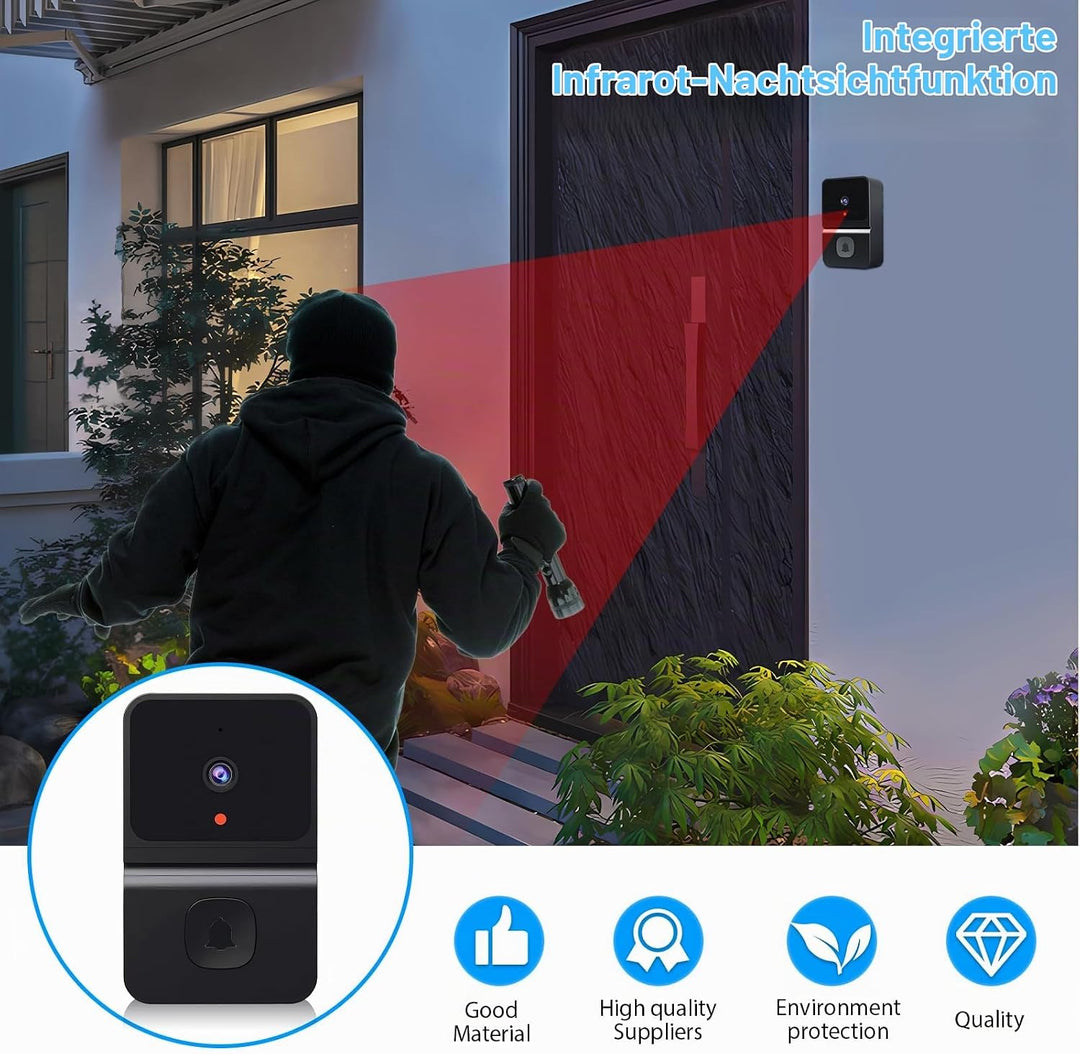 Video Türklingel mit Kamera Kabellos, WLAN Video Türklingel mit Kamera, 2.4GWifi Video Doorbell Nach