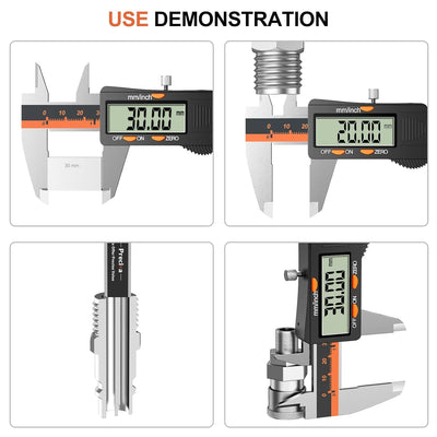 Digital Messschieber, 150mm / 6-Zoll Digitale Schieblehre mit grossem LCD-Display für Aussen-, Innen