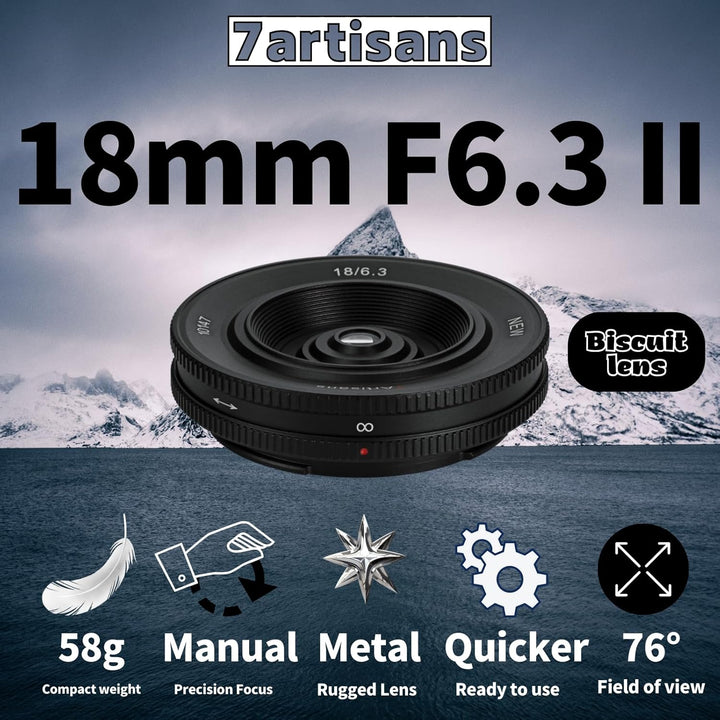 7artisans 18 mm F6.3 Ⅱ APS-C Ultra-Weitwinkel-Objektiv für Fujifilm FX-Mount Kameras