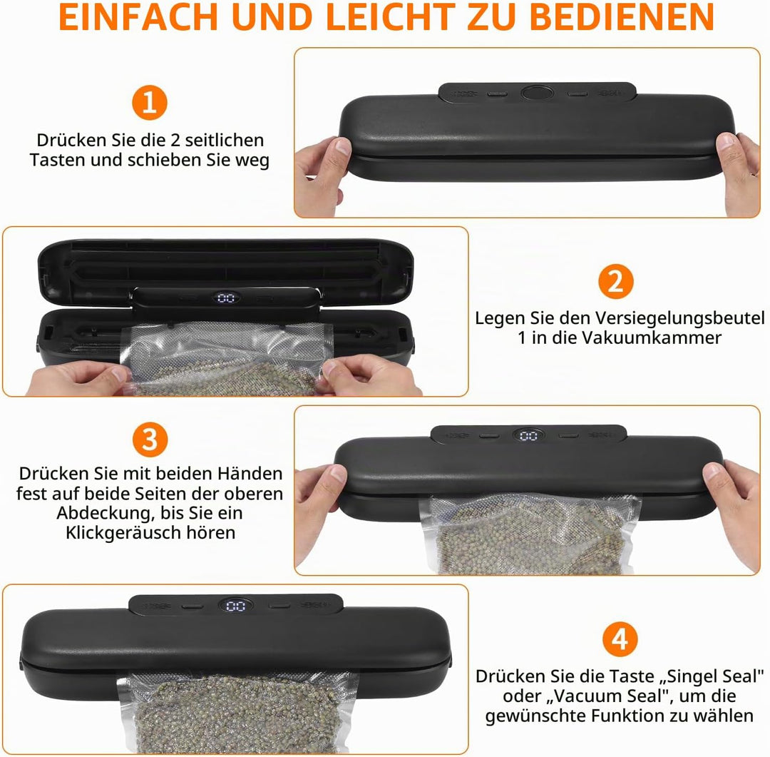 Automatischer Lebensmittel-Vakuumiergerät – Vakumierergerät für trockene &amp; feuchte Lebensmittel, Vak