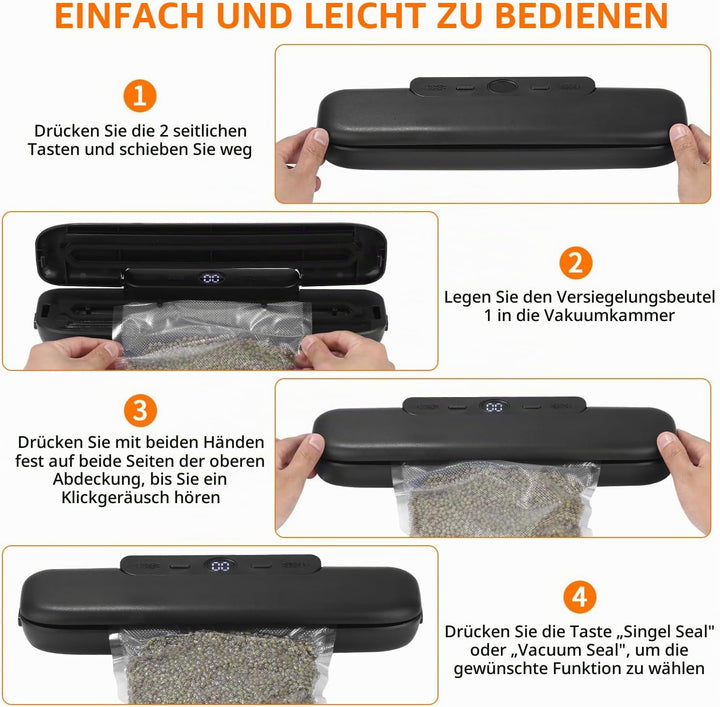 Automatischer Lebensmittel-Vakuumiergerät – Vakumierergerät für trockene &amp; feuchte Lebensmittel, Vak