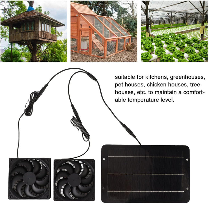 Solarbetriebenes Lüfter-Set, 10 W, 12 V, Solar-Lüfter, Solar-Doppellüfter, 10 W, ohne Speicherfunkti