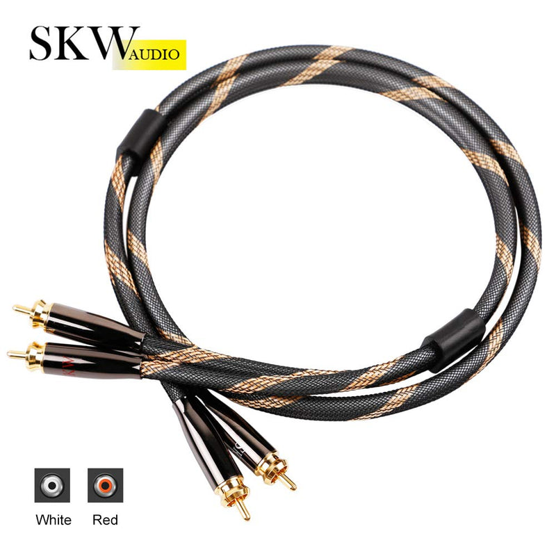 SKW Audiophiles Cinch Audio Kabel, 2 x Cinch zu 2 x Cinch Kabel mit OD 6mm Audiophile Cinch-Kabel (2