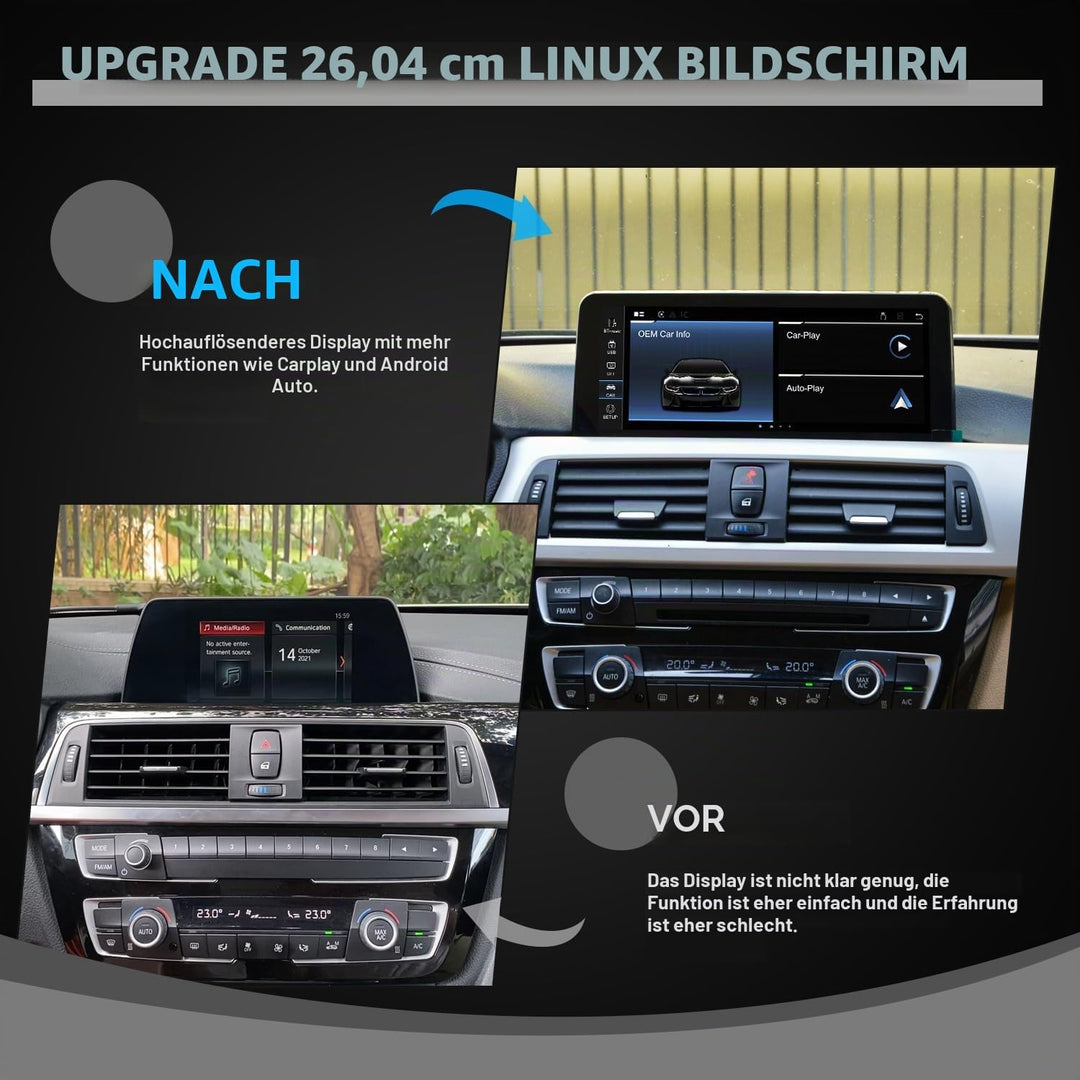 PEMP Linux-Bildschirm für BMW 3er F30 X1 F48 2017-2019 EVO ID6, unterstützt kabelloses CarPlay und A