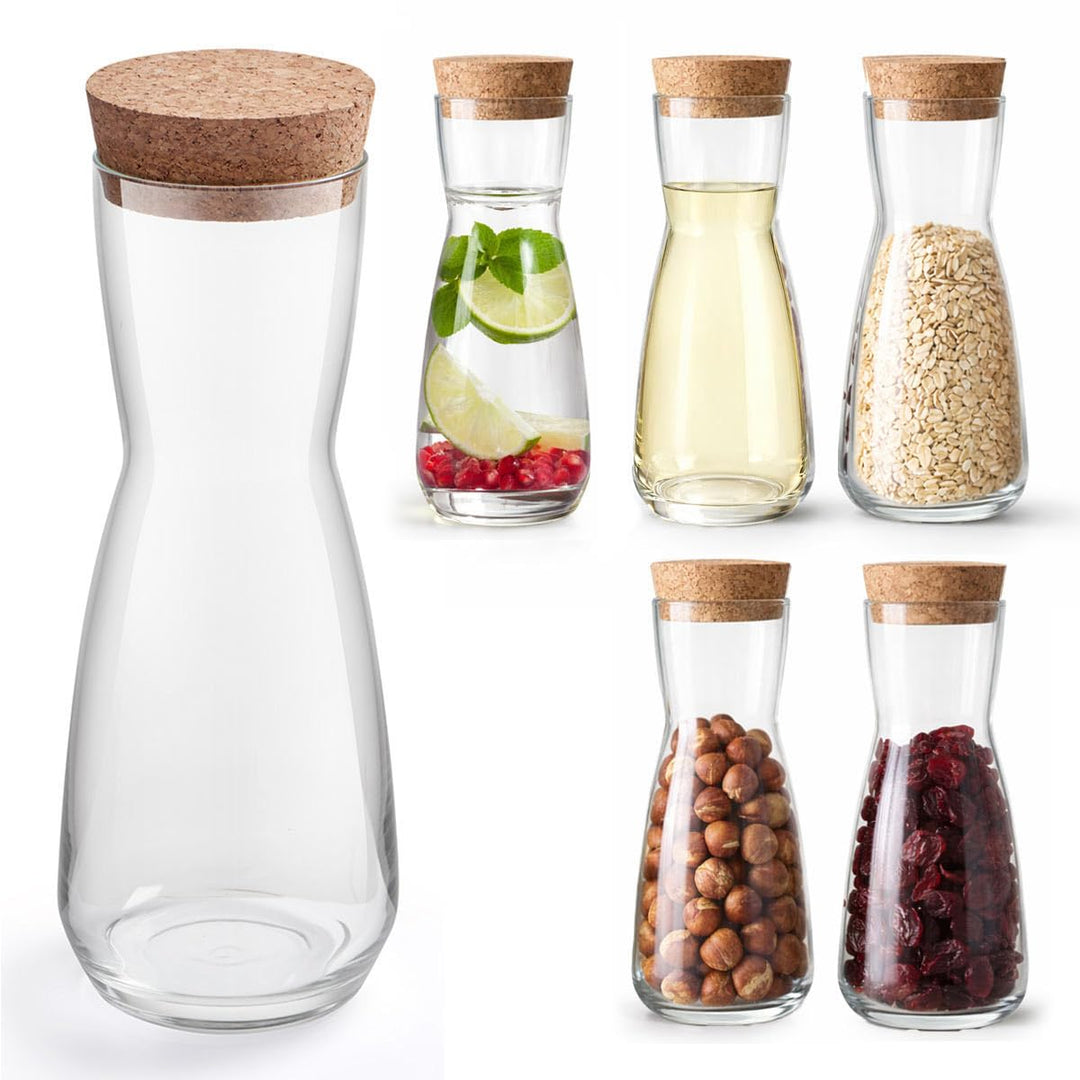6er Set Mini Karaffe Glas mit Korkdeckel 330 ml – Wein Dekanter Vorratsglas Dekoglas Vase Aufbewahru