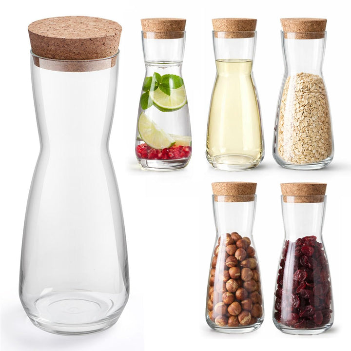 6er Set Mini Karaffe Glas mit Korkdeckel 330 ml – Wein Dekanter Vorratsglas Dekoglas Vase Aufbewahru
