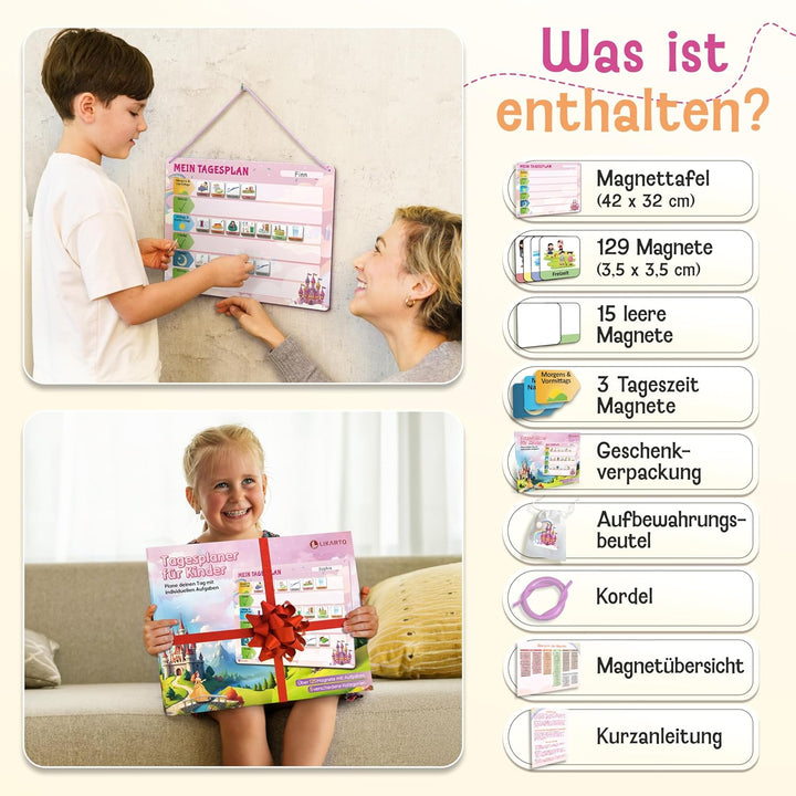 LIKARTO Routine Planer Kinder – [DAS ORIGINAL] – Montessori Aufgabenplaner & Magnettafel – individue
