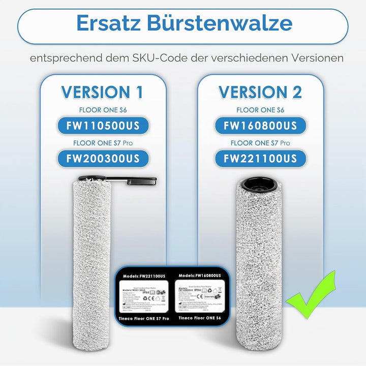 【Version 2, Abnehmbar】 (3 Stück) S7 Pro Ersatzbürstenwalzen für Tineco Floor One S9 Artist, Floor On