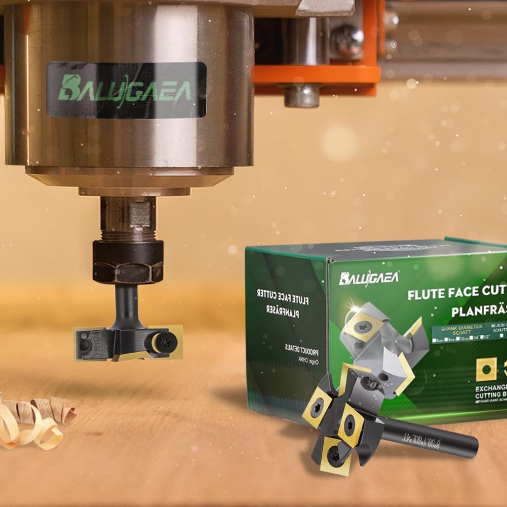 BALUGAEA Planfräser 8mm Schaft Durchmesser 38,1 mm Hobelfräser Holz Abflachfräser mit TiN-besch Hart