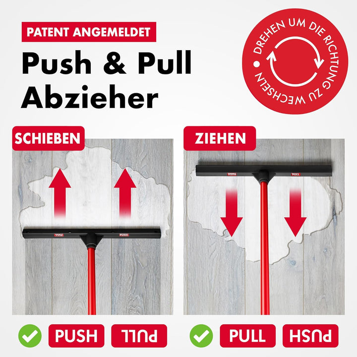 Tyroler Double-Blade Floor Squeegee 43CM - Silicone or Rubber Head, 140CM 4-Part Steel Handle - Vers