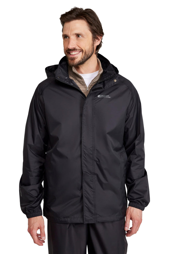 Mountain Warehouse Pakka Herren Wasserdicht Leichte verpackbare Regen Renn Sport Jacke XXS Schwarz,