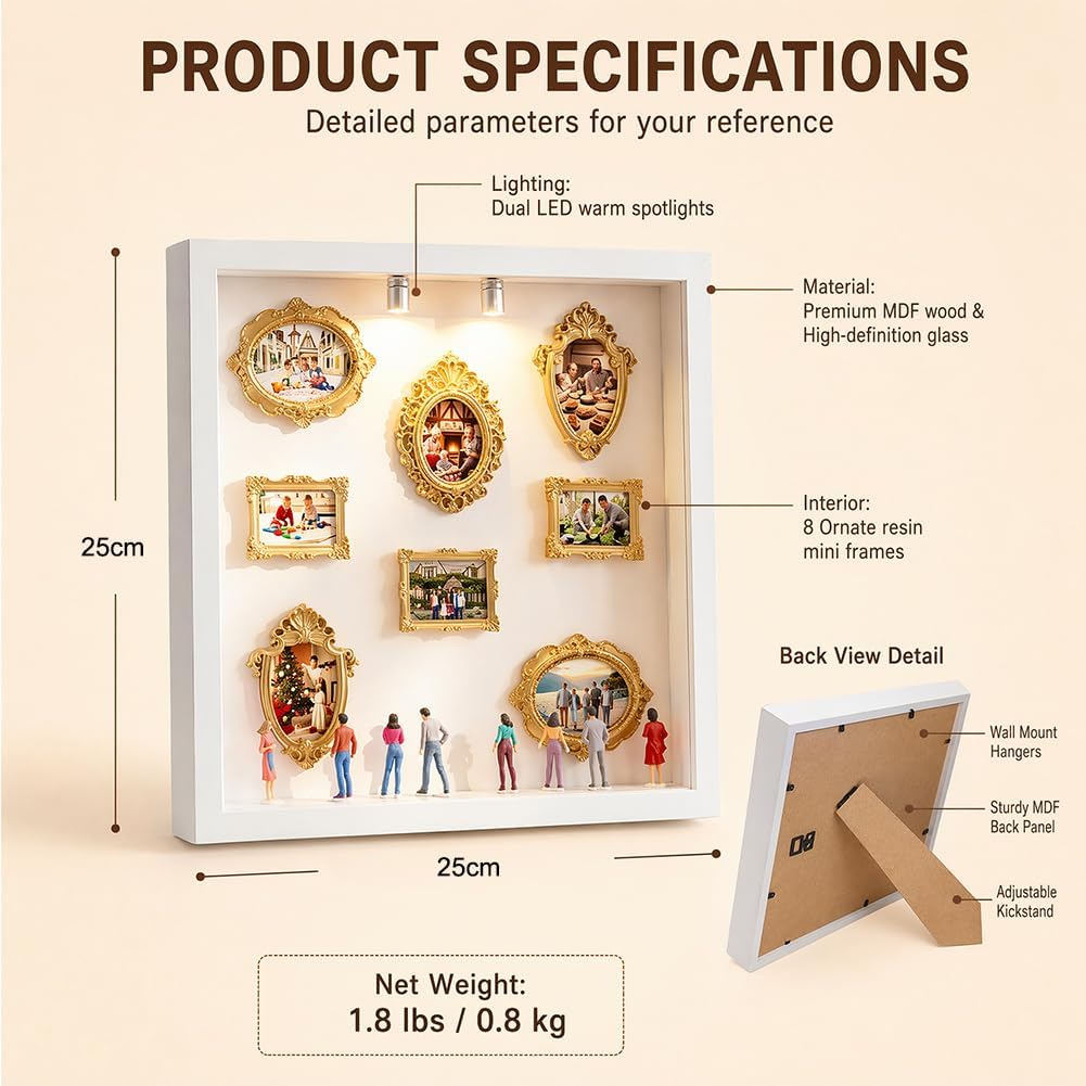 DIY Mini Museum Silhouette Box,Neu Kreatives Erinnerungsdisplay Kit,Minis Vintage Bilderrahmen Mit G