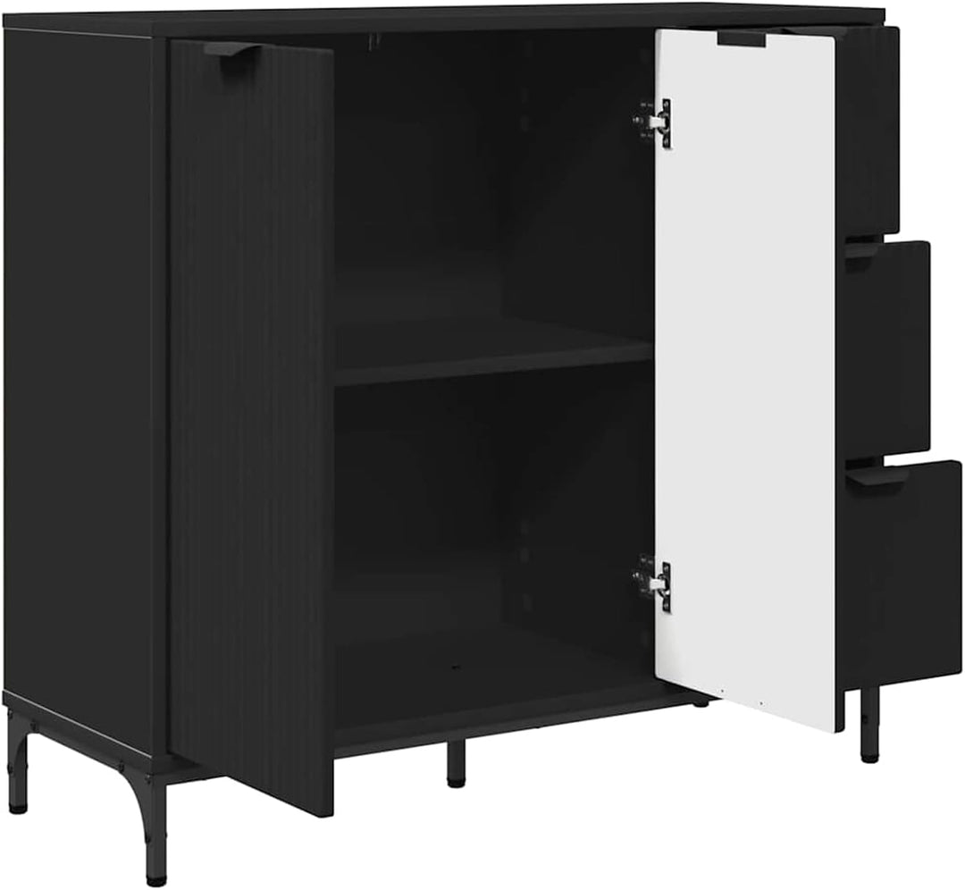 Homgoday Sideboard Schwarz 89,5 x 33 x 82 cm Holzwerkstoff Anrichte Model883455
