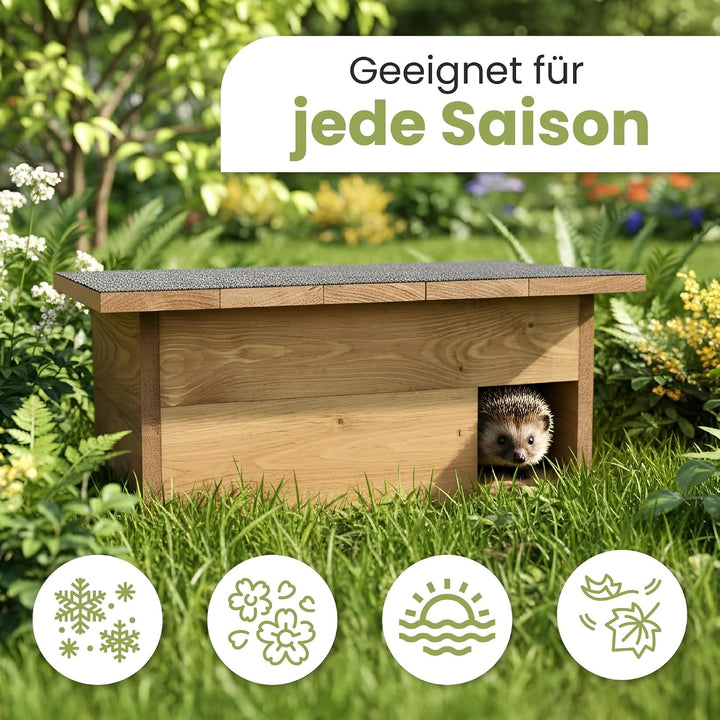 PATKAR Igelhaus Winterfest mit Boden [SCHÜTZT VOR FRESSFEINDEN] - Premium Igelfutterhaus (Made in Eu