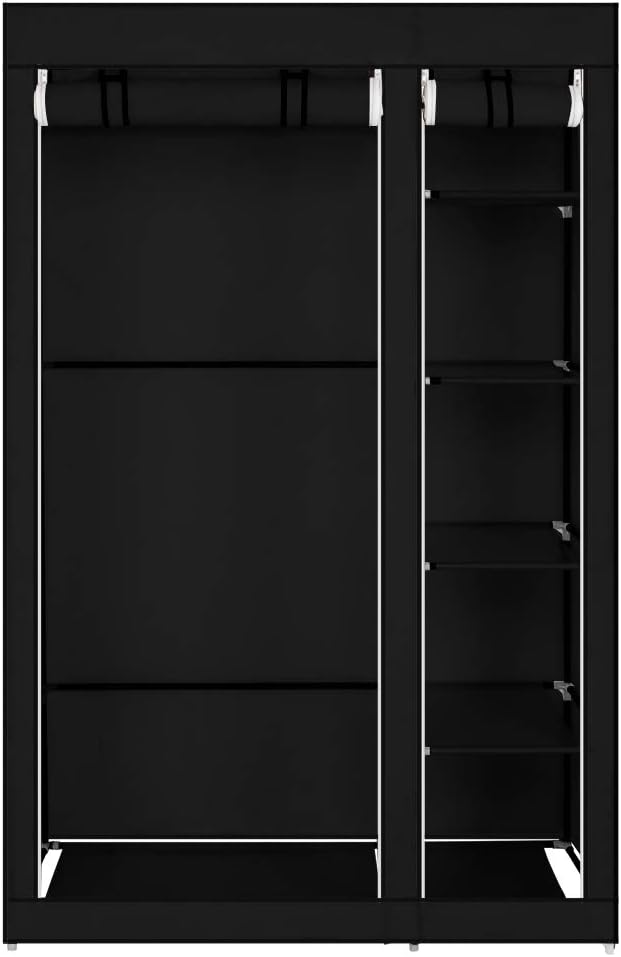 Bonnlo Kleiderschrank, 110 x 45 x 175 cm, Stoffschrank mit Kleiderstange und Ablagen Stabil, Stoffkl