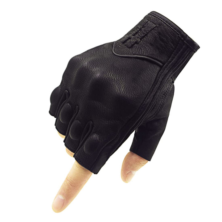 Harssidanzar Herren Vollfinger Ziegenleder Touchscreen Motorrad Fingerlose Handschuhe GM037EU S Schw