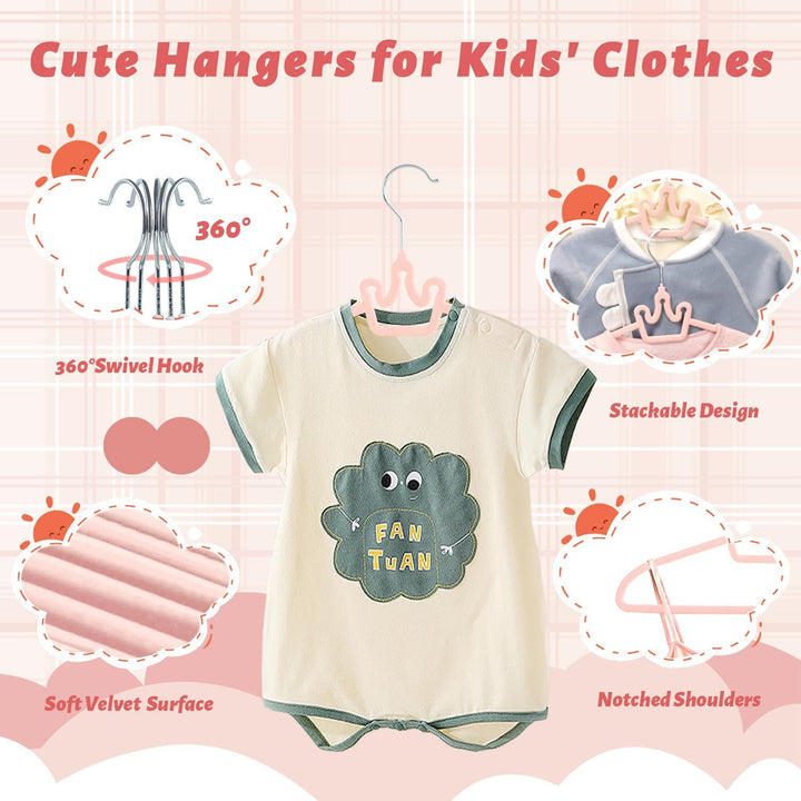 ManGotree Baby-Samtbügel, rutschfeste Filz-Kinderkleiderbügel, 32 cm Niedliche Kronenbügel für den K