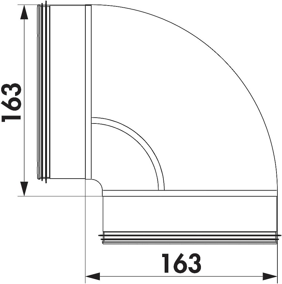NABER SR-RBV 150 Rohrbogen 90°/verzinkter Stahl/150er Rundkanal (4061018)