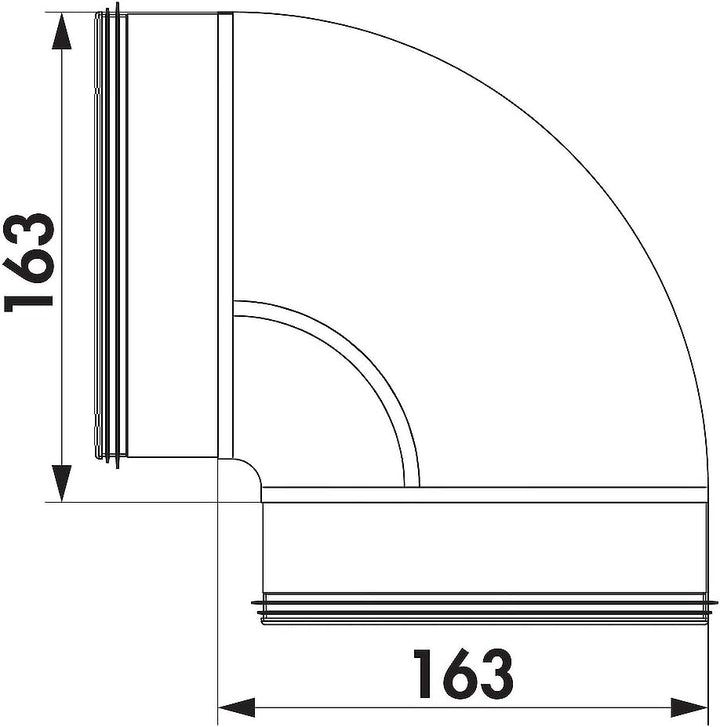 NABER SR-RBV 150 Rohrbogen 90°/verzinkter Stahl/150er Rundkanal (4061018)