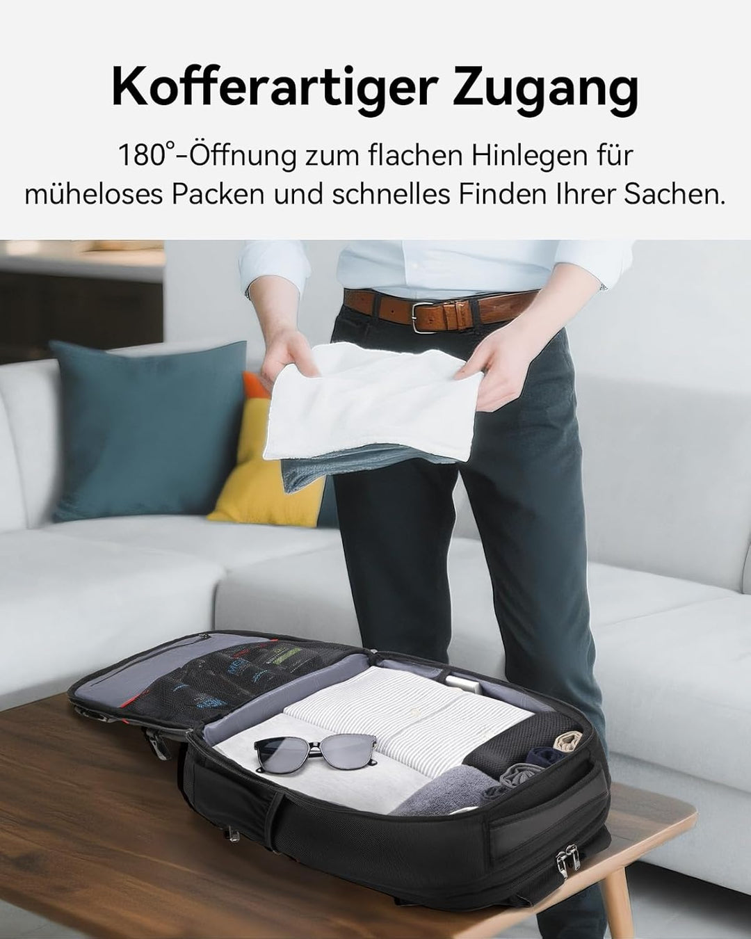 CROSSGEAR Reiserucksack 30–40L Erweiterbar Grosser Rucksack, TSA-freundliches, Handgepäck Auf Flügen