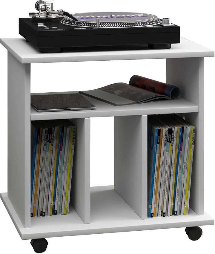 VCM Holz Beistelltisch Couchtisch Sofatisch Rollen rollbar Kaffeetisch Tabina Weiss, Weiss