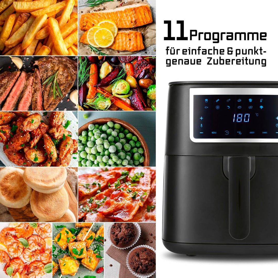GOURMETmaxx Heissluftfritteuse 6,5 L Airfryer | Fritteuse mit Touchscreen, 9 Funktionen, 11 Programm