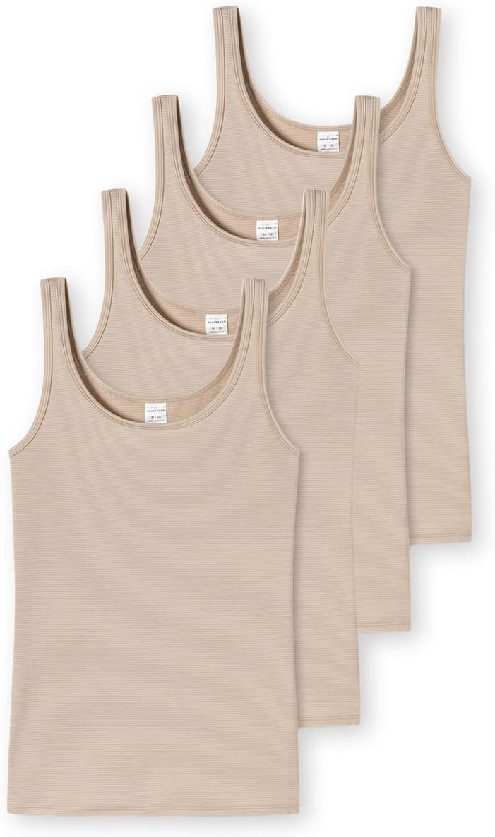 Schiesser Damen 2 Pack Trägertop Unterhemd - Modal Essentials 40 4 X Sand, 40 4 X Sand