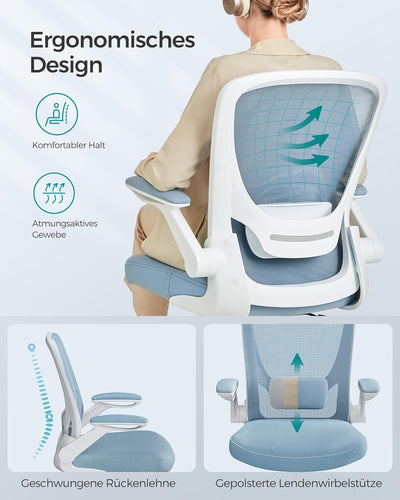 SONGMICS Bürostuhl, Schreibtischstuhl, Drehstuhl mit Netzbespannung, ergonomisch, gepolsterte Lenden