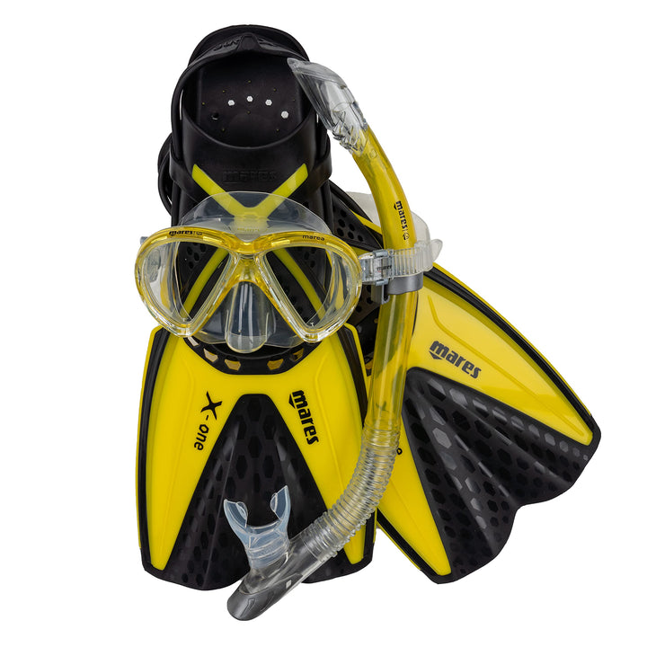 Mares Erwachsene Maske plus Schnorchel plus Flosse Set X-One Marea L-XL Weiss/Lime, L-XL Weiss/Lime