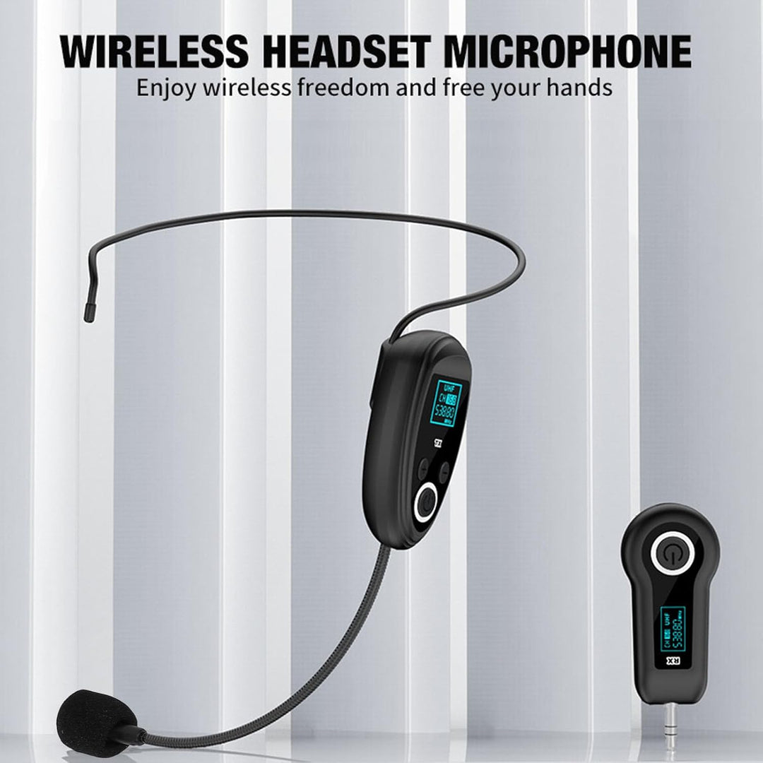 Fabater Kabelloses Headset-Mikrofon, 2,4 G UHF-Funkmikrofonsystem, Kopf-Handmikrofon 2 in 1 mit 3,5