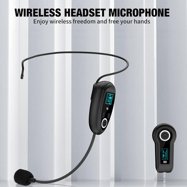 Fabater Kabelloses Headset-Mikrofon, 2,4 G UHF-Funkmikrofonsystem, Kopf-Handmikrofon 2 in 1 mit 3,5