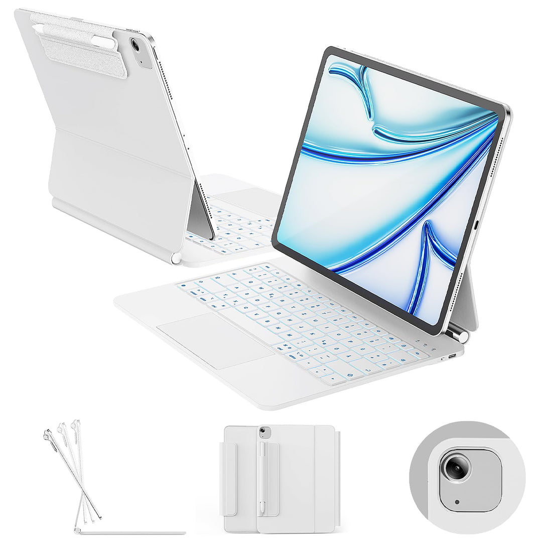 RAYMCRAFT für iPad Air 13 Zoll Hülle mit Tastatur (M4/M3/M2) & iPad Pro 12,9" (6./5./4./3. Gen.) Mag
