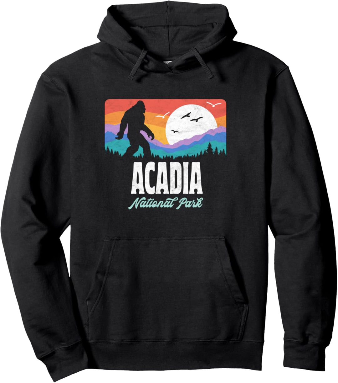 Acadia National Park Bigfoot & Maine Mountains Graphic Pullover Hoodie