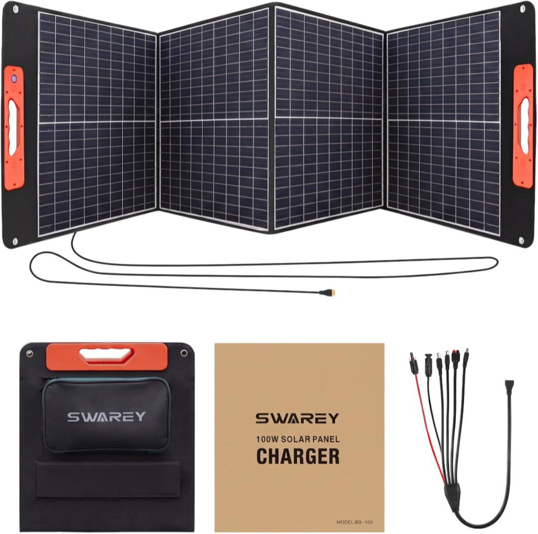 100W Faltbarer Solarpanel, Tragbares Monokristalliner Solarmodul mit Schnellladefunktion USB-C PD 60