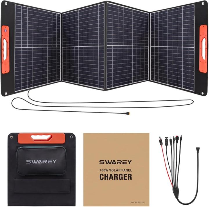 100W Faltbarer Solarpanel, Tragbares Monokristalliner Solarmodul mit Schnellladefunktion USB-C PD 60