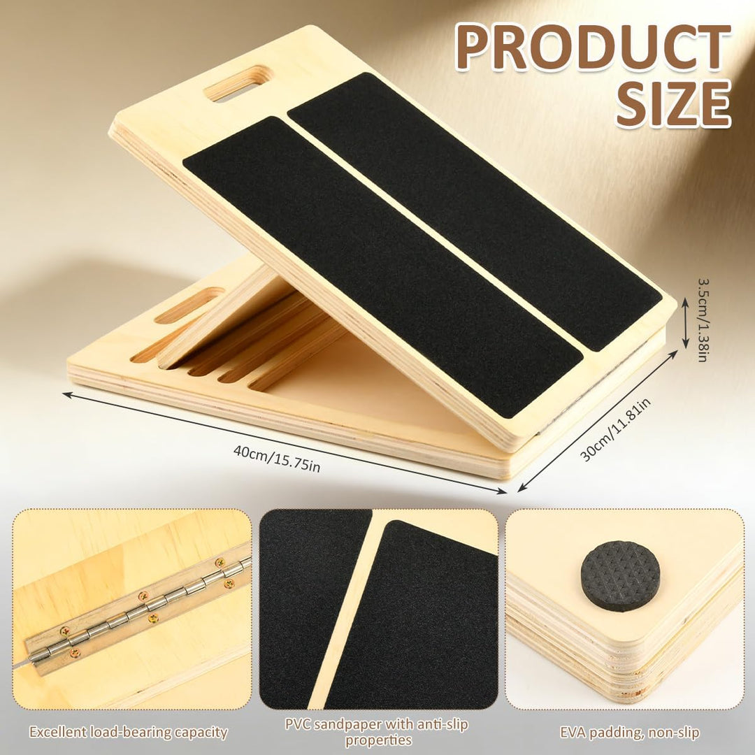 SchräGbrett Wadendehner, Wooden Slant Board mit 5 Winkeln Verstellbar, Anti-Rutsch Geneigte SchräGbr