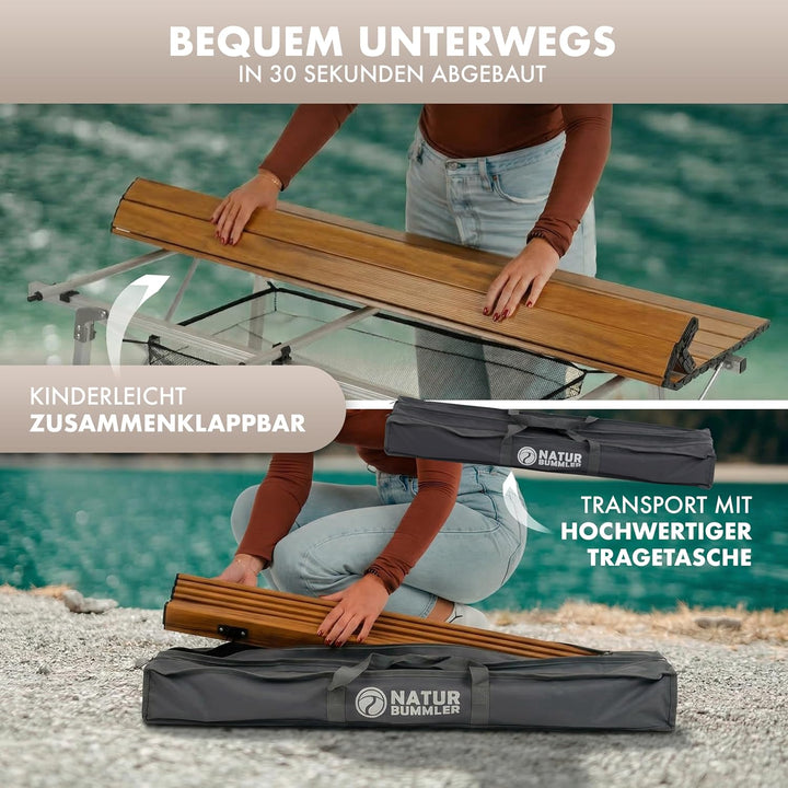 NATURBUMMLER Campingtisch klappbar höhenverstellbar [SOLID-LITEC+] federleichter Aluminium Klapptisc