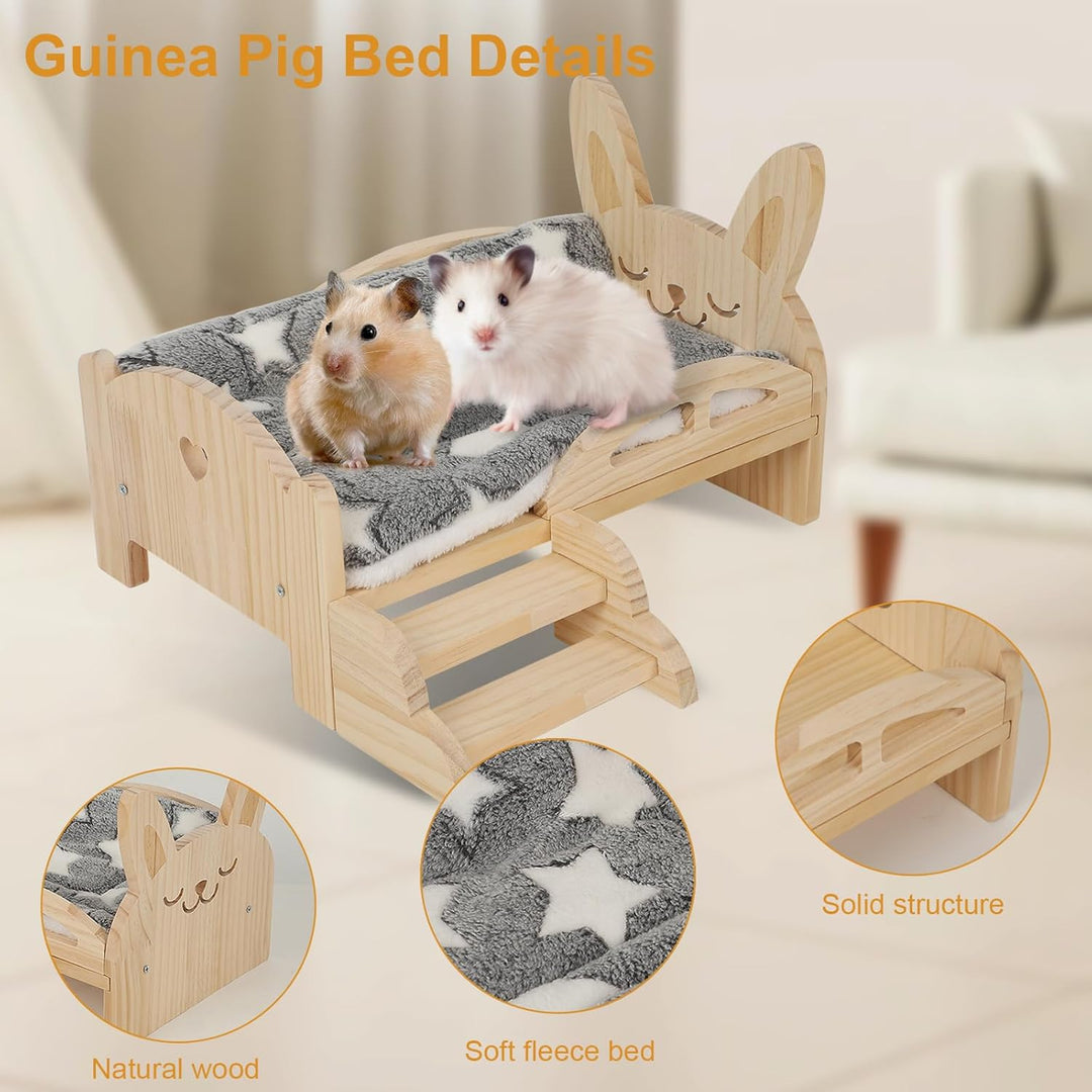 Sparklenut Meerschweinchen Hängematte Holz, Meerschweinchen Bett, Meerschweinchen Versteck mit Trepp